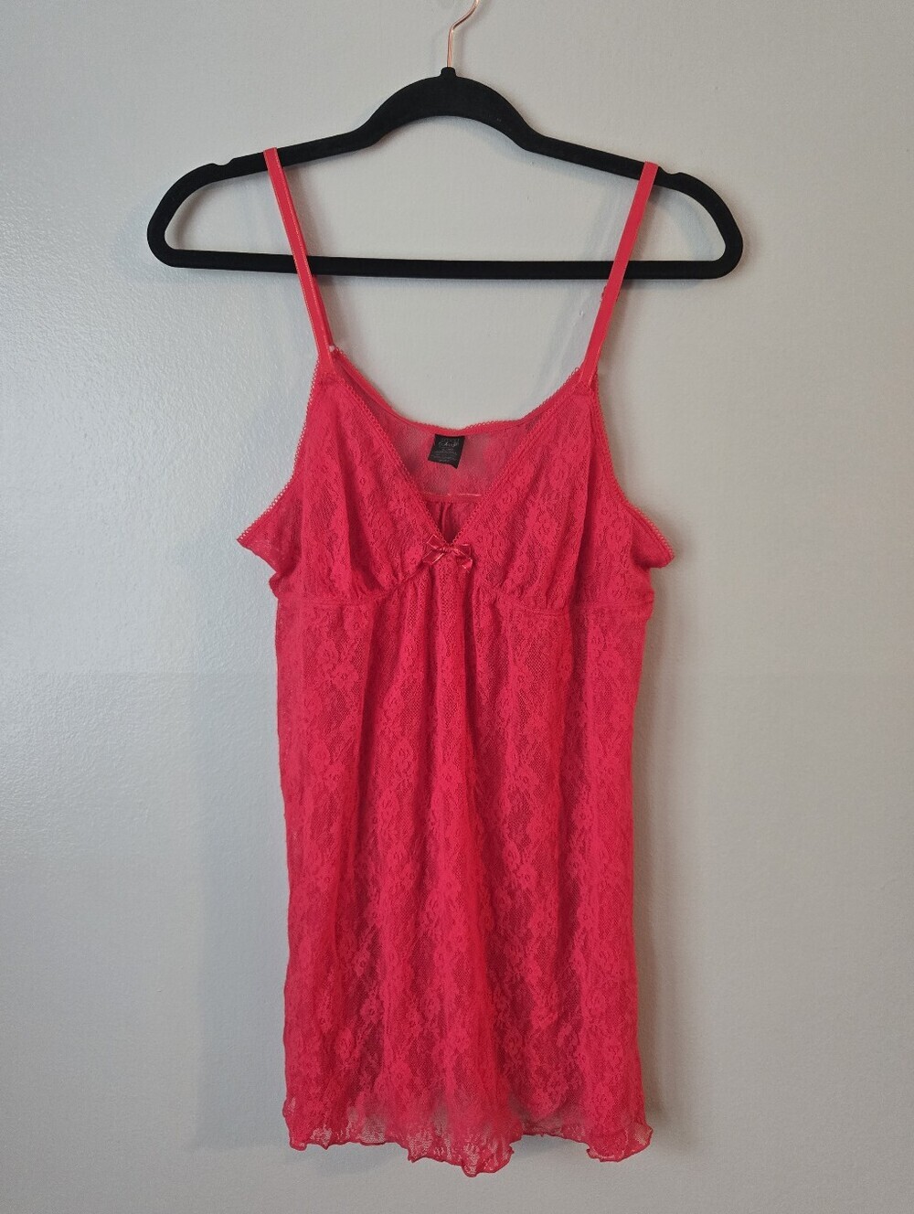 Smart & Sexy Red Lace Babydoll Chemise XL Slip Nightgown Lingerie Bow Trim